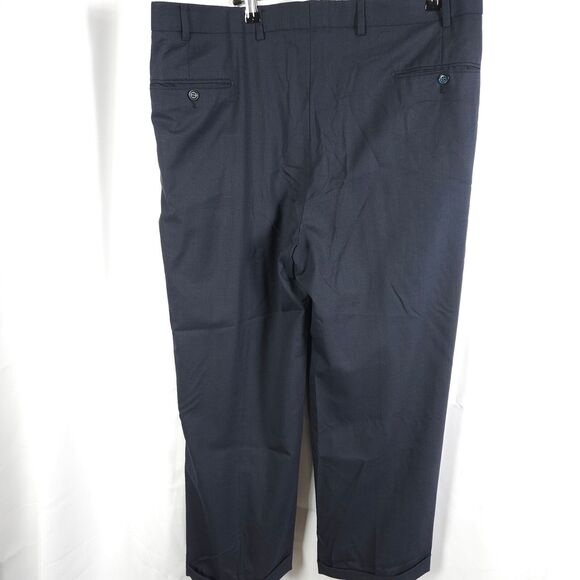 Brooks Brothers Mens 40x28 Navy Blue Italy Wool Pleated Cuffed Dress Pants - Picture 2 of 6